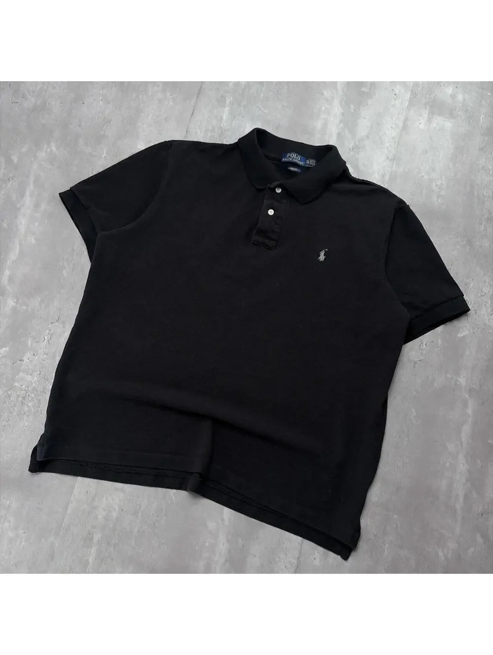 Y2K Black Polo Ralph Lauren Grunge Skater Polo Shirt